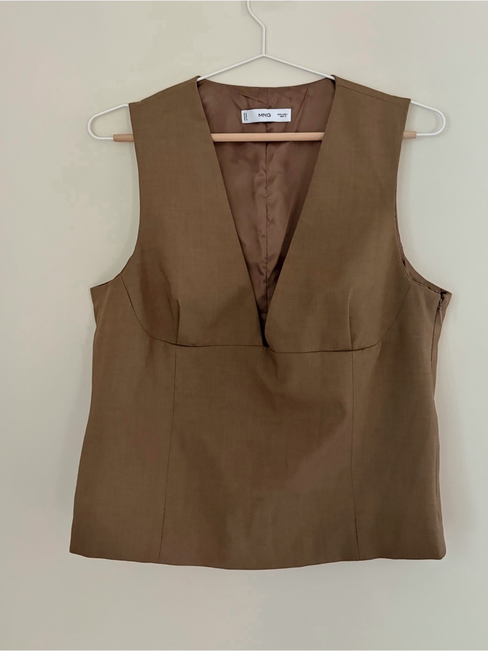 Mango Olive-Brown V-Neck Sleeveless Vest Top